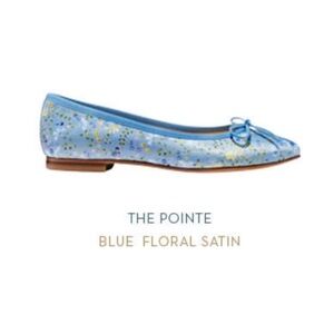 Margaux blue satin floral pointe flats